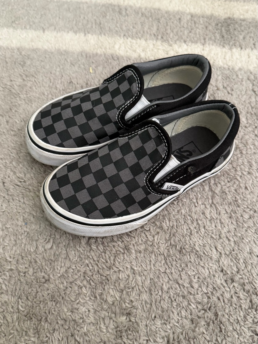 Vans Kids Slip-On Checkerboard Sneakers - Black & Gray